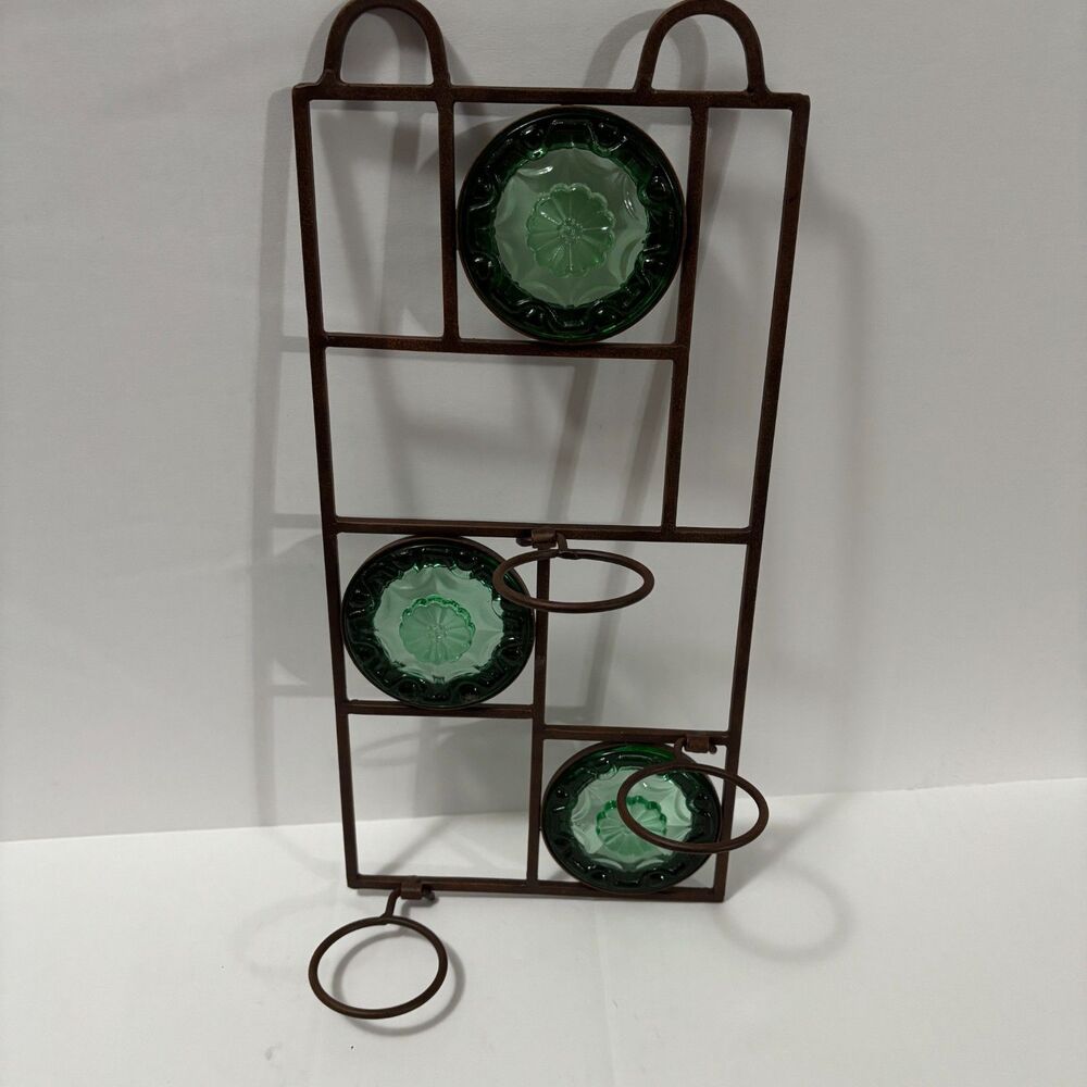 PartyLite La Rosetta Sconce P7566 Green Glass Floral Wall Candle Holder - Picture 2 of 4